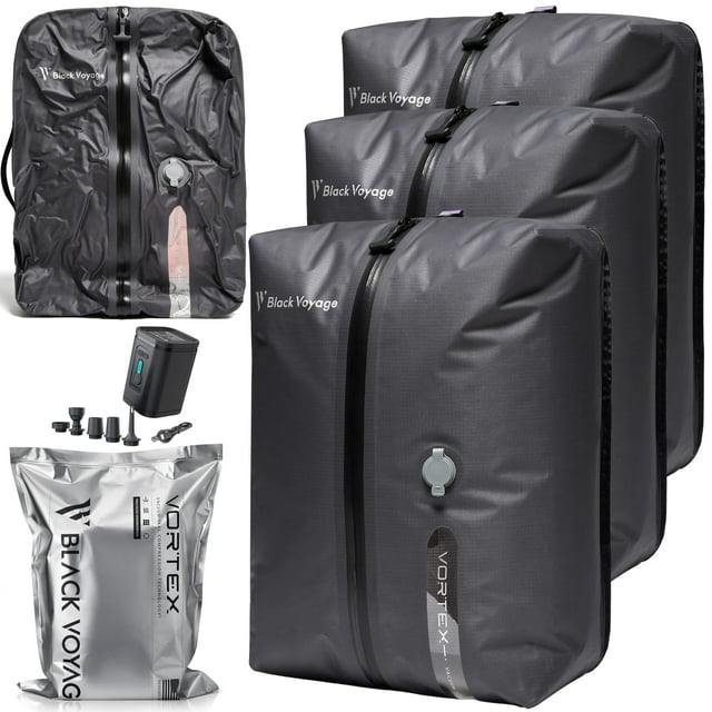 Bolsa de viaje de compresión al vacío BlackVoyage reutilizable de 18 litros, paquete de 3
