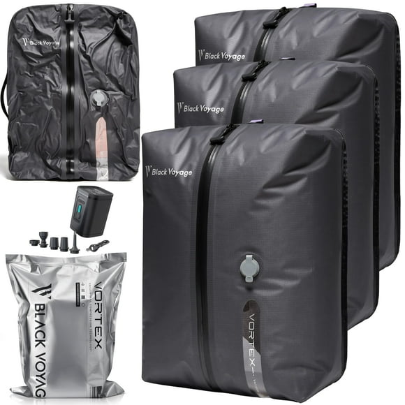 Bolsa de viaje de compresión al vacío BlackVoyage reutilizable de 18 litros, paquete de 3