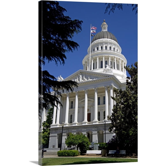 Great BIG Canvas | "The California State Capitol building in Sacramento, California, USA" Canvas Wall Art - 16x24