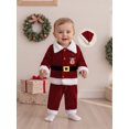 thumbnail image 4 of RUINIXCW Kids Toddler Baby Girl Boy Christmas Santa Costume Xmas Cosplay Outfit Long Sleeve Plush Lapel Velvet Button Down Jacket Coat and Pants Set Hat, 4 of 10