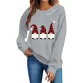 thumbnail image 3 of Jsaierl Women's Christmas Sweatshirts Plus Size Gnomes Graphic Sweatshirt Cotton Trendy Pullover Crewneck Tunic Long Sleeve Tops S-2XL, 3 of 9
