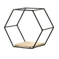 thumbnail image 2 of Modern Hexagonal Floating Shelves | Wall Mounted Metal Storage Rack with Wood Partition | Decorative Wall Shelf for Bedroom Living Room Office, 2 of 6