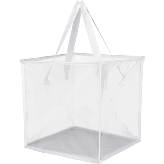 Laundry Bags Hamper Bag with Handles,Portable &Collapsible Dirty Clothes Mesh Basket Foldable for Washing Storage, Kids Room,Dorm or Travel (white)