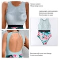 thumbnail image 4 of Traje de baño de una pieza sin espalda a rayas con cuello redondo para mujer, 4 of 5
