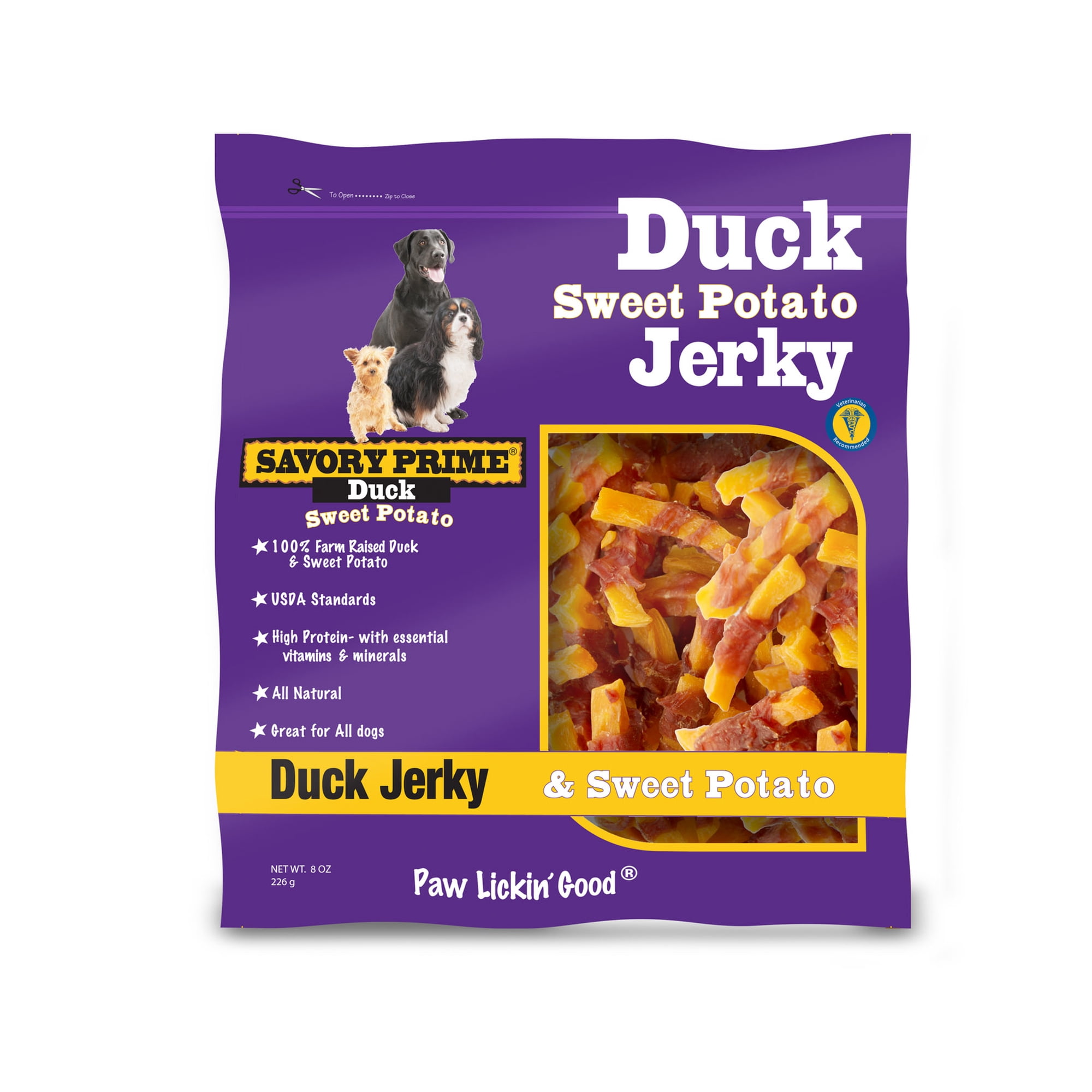 Savory Prime Dog Treats Duck Sweet Potato Jerky, 8.0 OZ