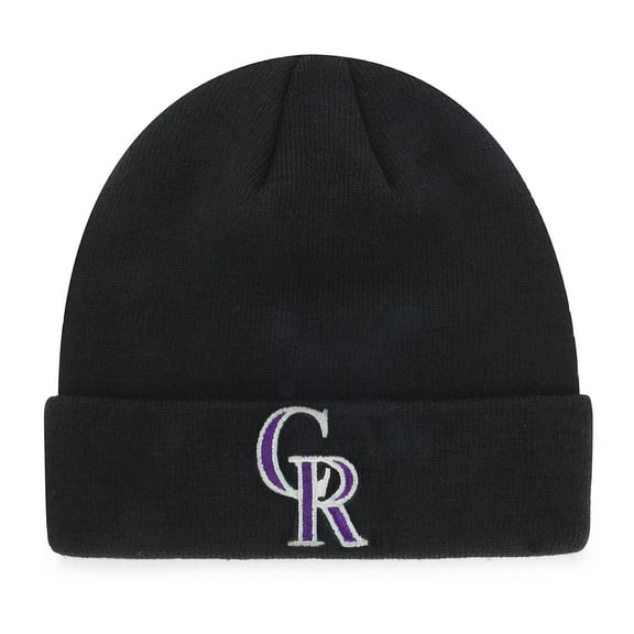Youth Black Colorado Rockies Cuffed Knit Hat - OSFA