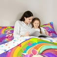 thumbnail image 5 of Manfei Kawaii Unicorn 3-Piece Full Size Comforter Sets,Personalized Initial Bedding Comforter Set,Gradient Rainbow Lightweight Bedding Sets,Super Cozy Animal Room Decorative,Reversible, 5 of 8