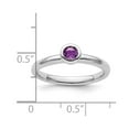 thumbnail image 2 of 925 Sterling Silver Bezel Polished Stackable Low 4mm Round Amethyst Ring Size 5 Stackable Ring for Women, 2 of 2
