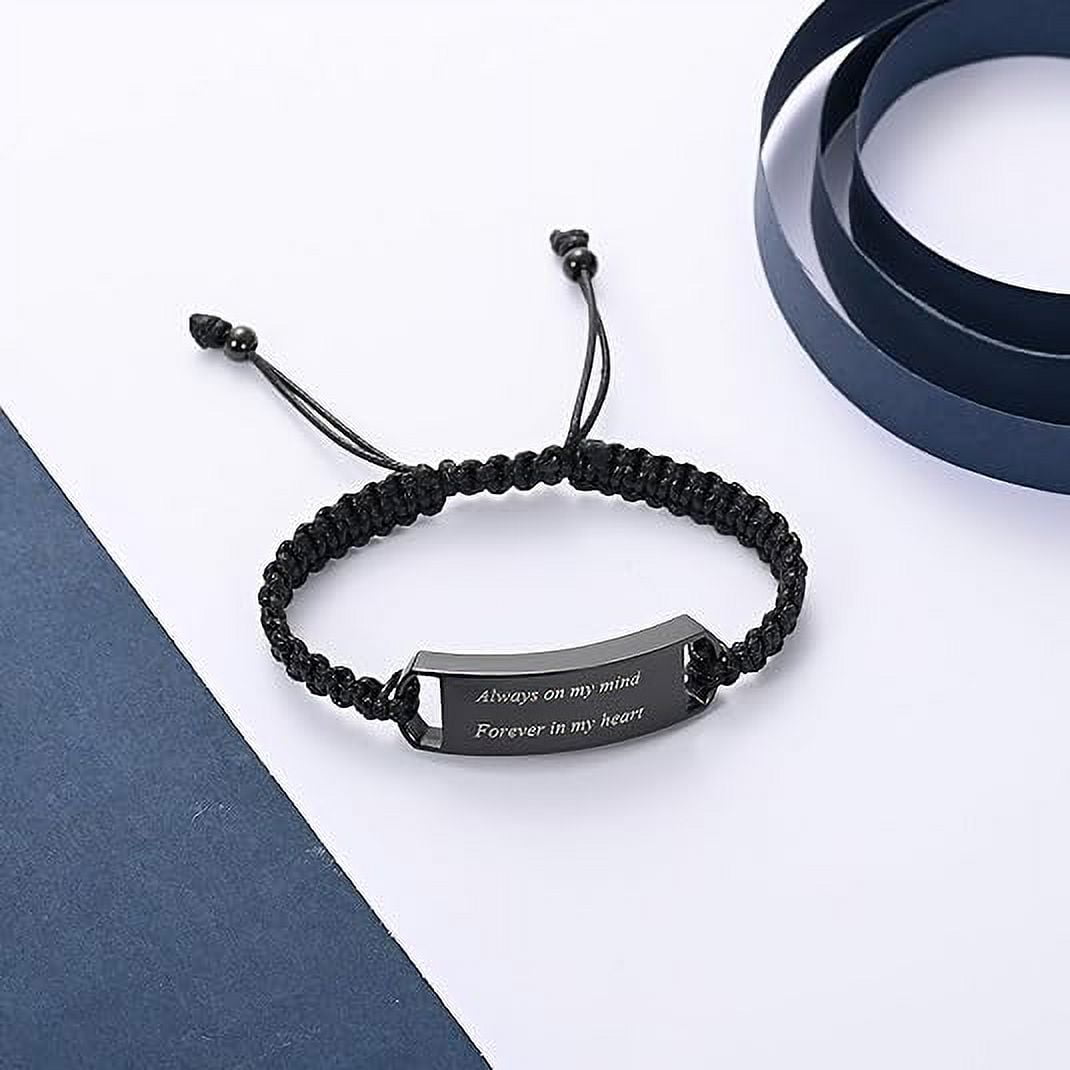 Personalized Square Cremation Urn Bracelet for Ashes for Men Women Stainless Steel Braided Adjustable Wristband Bangle Keepsake Human Pet Memorial Gift