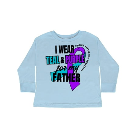 

Inktastic Suicide Prevention I Wear Teal and Purple for My Father Gift Toddler Boy or Toddler Girl Long Sleeve T-Shirt