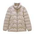 thumbnail image 4 of Packable Puffer Jacket Women Plus Size Winter Warm Jacket Padded Coats Lightweight Down Coat Long Sleeve Outerwear, 4 of 5
