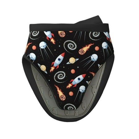 

Tebeau Space Rocket Print Short Oven Mitts Heat Resistant Silicone Kitchen Mini Oven Mitts Non-Slip Grip Surfaces and Hanging Loop Gloves