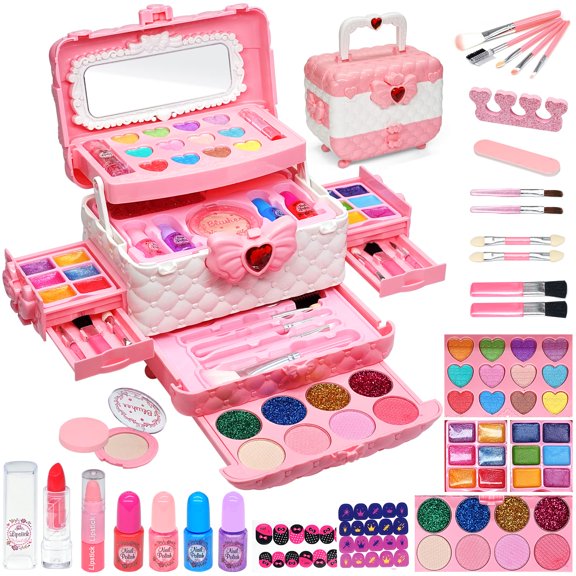 Kit de maquillaje HERAPFANN Kids para niñas de 4 a 12 años, 57 unidades