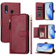 thumbnail image 3 of Étui Portefeuille pour Samsung Galaxy A20E avec Poche à Fermeture Éclair, Porte-Cartes, Support, Dragonne, Étui à Rabat en Cuir Rouge, 3 of 5