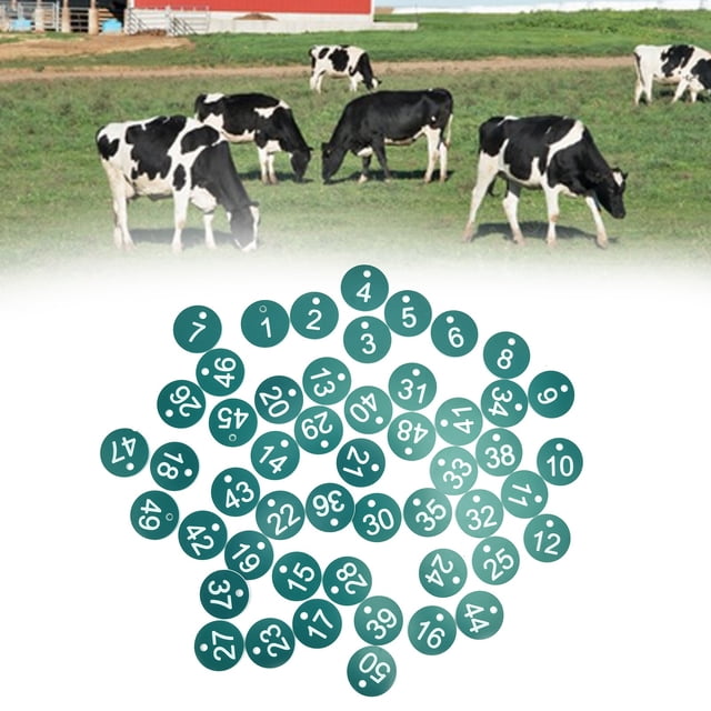 Marking Tag, Round Labels Numbered Tag Durable with 50pcs for Various Livestock Inbeekeeping Animal Husbandry 1-50,51-100
