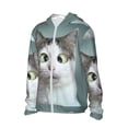 thumbnail image 2 of Daiia Funny Cat UPF 50+ Sun Protection Hoodie Jacket Lightweight Long Sleeve Sun Shirt for Women Men with Pocket Hiking Outdoor-Large, 2 of 9