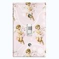 thumbnail image 1 of Metal Light Switch Plate Outlet Cover Romantic Pink Floral Cupid Damask Wallpaper AGL003, 1 of 13