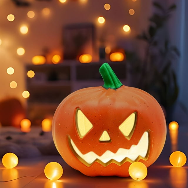 RKSTN A Pumpkin Halloween Pumpkin LED Light Lamp Creat Lantern Home Props Pumpkin Bar Horror