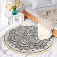 thumbnail image 3 of Alfombra Vintage redonda de algodón de 90cm alfombra redonda lavable Mandala con borlas alfombra tejida a mano ideal para sala de estar, dormitorio, 3 of 4