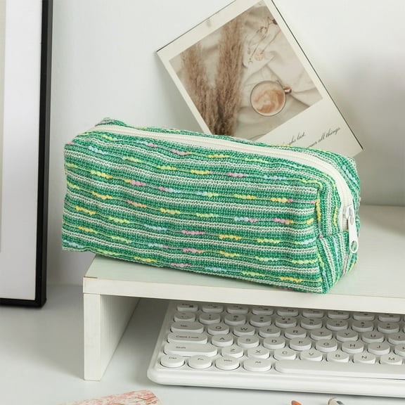 Vintage Corduroy Pencil Case, 20x7cm Fabric Stationery Pouch for Pens and Supplies, Solid Color Design, Multiple Options