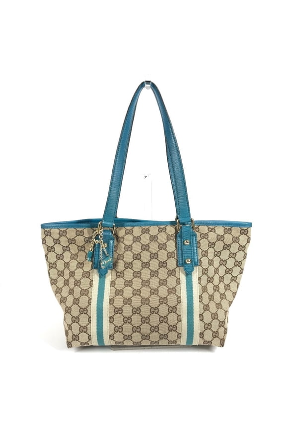 Pre-Owned GUCCI 137396 Charm Keychain Included GG Logo Shoulder Bag Tote Canvas Leather Men's...
