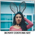 thumbnail image 3 of Conjunto de disfraz de conejito con diadema de encaje con orejas de conejo, collar de conejo de encaje negro y cola redonda para mujeres y niñas, suministros para fiesta de Pascua, Halloween y cospl, 3 of 5