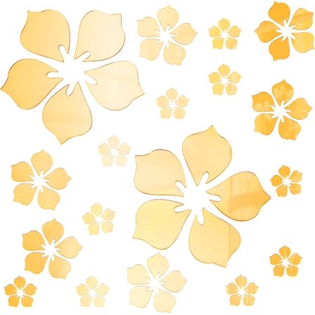 Gold 18Pcs Acrylic Flower Mirror Wall Sticker 3 Sizes Stickers Wall Art Family Wall Decals Decor Self Adhesive Removable Eco-Friendly for Home Living Room Bedroom Decoration(Gold