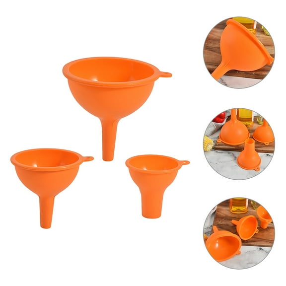 Homoyoyo 3-Piece Orange Silicone Funnel Set for Kitchen Use, Ideal for Oil, Vinegar, Bottle Filling, Liquid Transfer, and Cooking Tasks