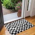 thumbnail image 2 of Black and White Wavy Checkerboard Pattern Door Rugs,Washable Non Slip Door Mats Indoor,Decorative Door Mats,Entry Mat Indoor for Entrance,Bedroom,Kitchen,Bathroom,17"x30", 2 of 6