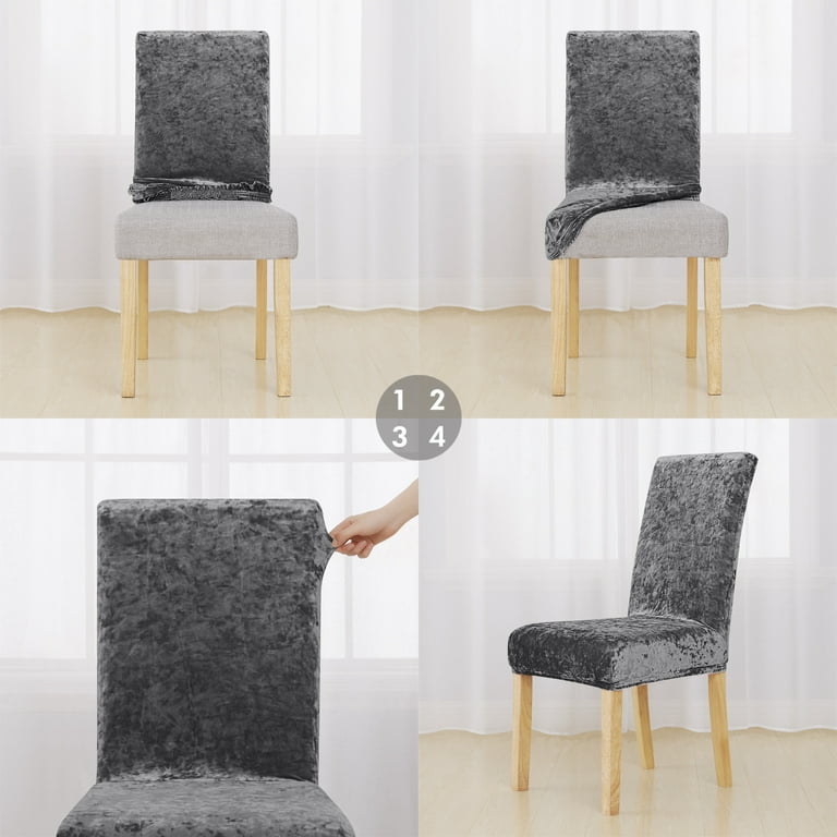 Silver crushed velvet discount dining chair covers