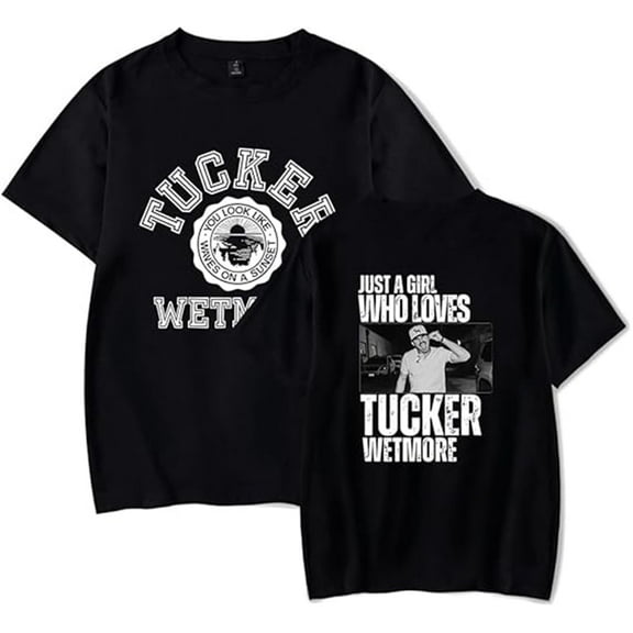 Tucker Wetmore Merch T-shirts for men and women Fashion round neck casual short-sleeved tops,M,Black