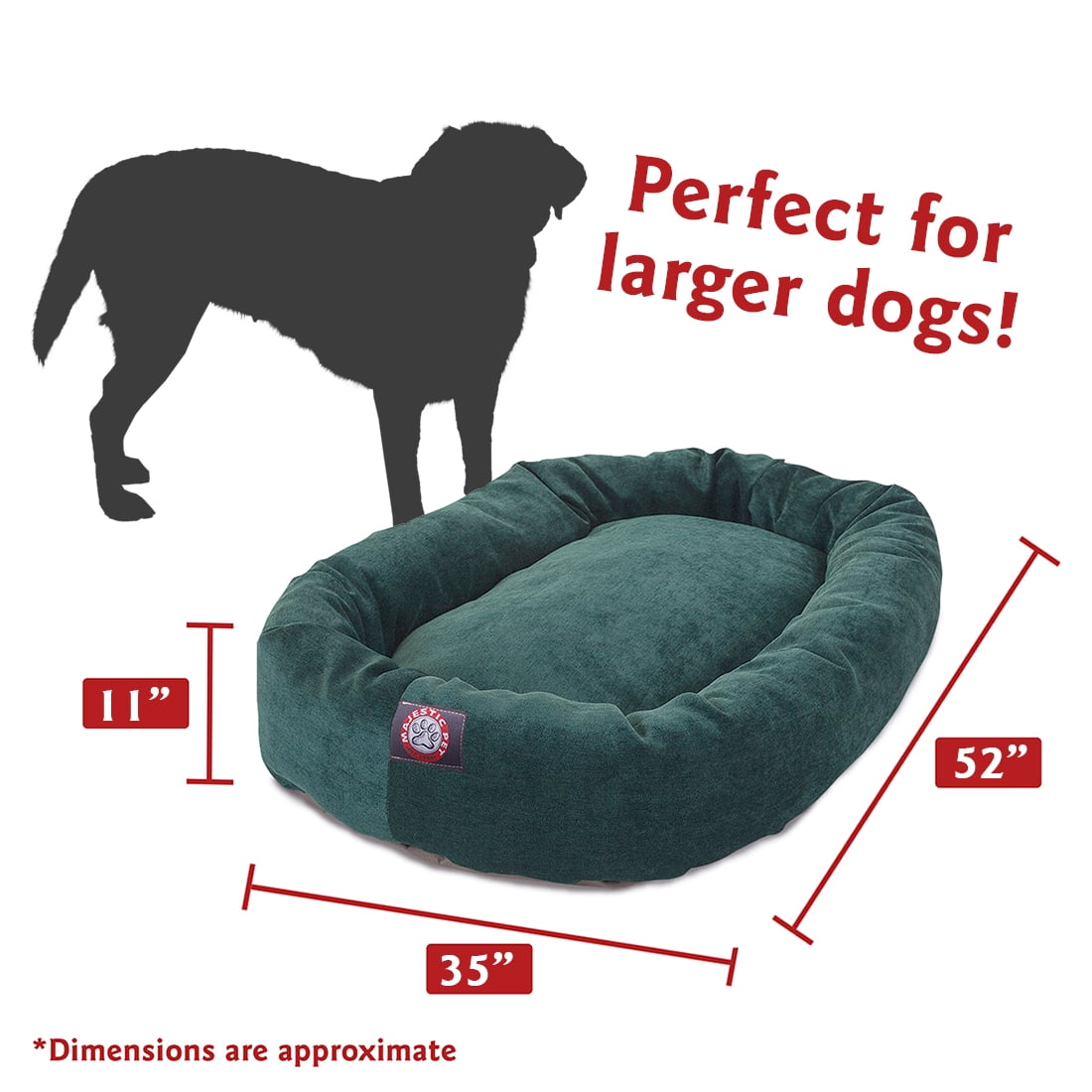Majestic Pet Villa Velvet Bagel Pet Bed for Dogs, Calming Dog Bed Washable, Extra Large, Marine