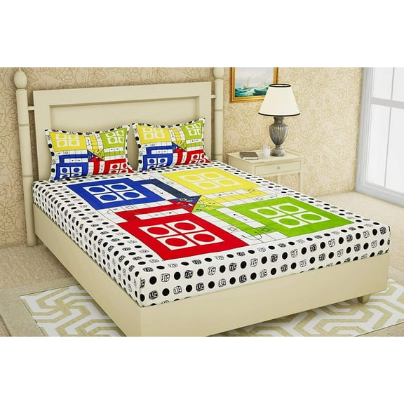 Rastogi Handicrafts Double Bedsheet Queen Size Tapestry Printed with 2 Pillow Cases (BEDSHEET 7)