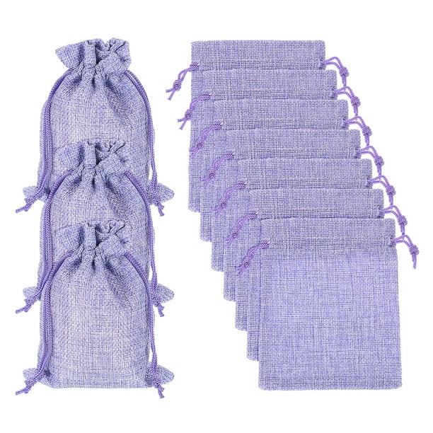 Bolsas de yute Uxcell con cordón, sacos de favor, bolsas de joyería para regalos, púrpura