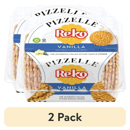 (2 pack) Reko Pizzelle Vanilla Waffle Cookies Baked Single pack 5.25 oz 150g