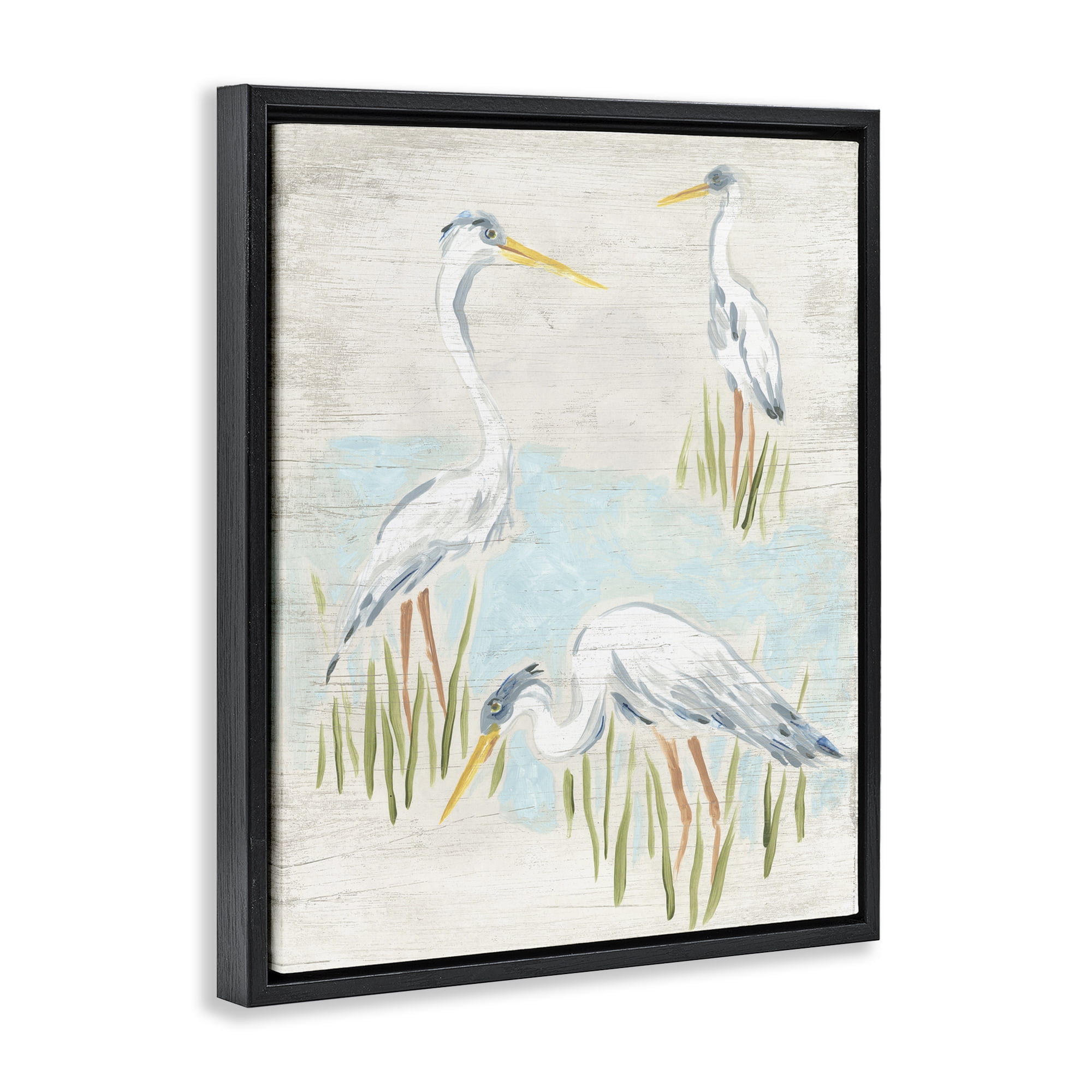 Stupell Industries Nautical Heron Trio Animals & Insects Painting Black Floater Framed Canvas Art Print Wall Art, 17 x 21