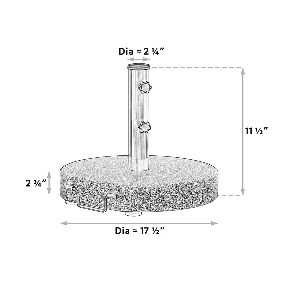 Abble 66lbs Heavy Duty Round Granite Heavy Duty Umbrella Base Stand with Wheels and Handle in Gray