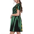 thumbnail image 2 of Picia American doctor Pattern Women's Short Sleeve Summer Dress Pleated Loose Swing Knee Length Short Sleeve Swing Dresses, 2 of 6