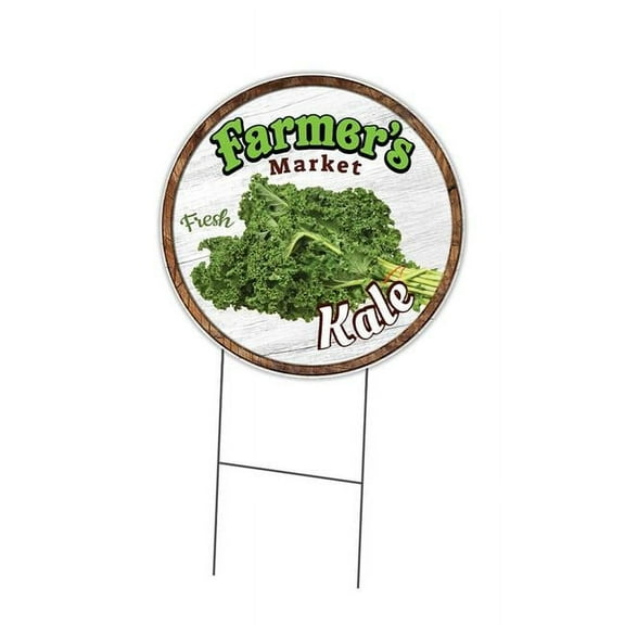 SignMission Corrugated Plastic Sign With Double Sided Image 24" Circular - Farmer's Market Kale | Coroplast Yard Sign With Stake | Made in the USA