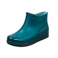 thumbnail image 2 of pwidon Waterproof Rain Boots Women Slip On Short Ankle Slip Resistant Flat Sole Embossed Detail Rubber Casual Wet Weather Women Rain Footwear Green 40, 2 of 6