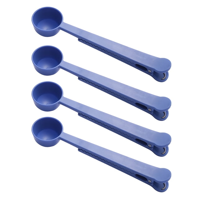 Cuchara para café y té con clip para bolsa, ideal para medir café, té, proteína en polvo, bebidas instantáneas y más, 4 unidades