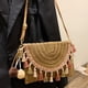 thumbnail image 4 of Bolso cruzado de mujer con borlas Bolso tejido de paja informal de verano para ir de compras (café) Tmvgtek Para Estrenar, 4 of 8