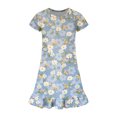 thumbnail image 4 of Abcomgle Cute Dresses for Girls 10-12 Casual A-Line Short Sleeve Tshirt Dresses Daisy Flower Holiday Ruffle Hem Swing Sundresses with Pockets for 4-14t Kids, 4 of 4