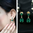 thumbnail image 3 of Rosec Jewels Certified Lab Grown Emerald Teardrop Earrings for Women (AAAA Quality) - Ready to Gift with Jewelry Box, 18K Yellow Gold, 3 of 8