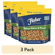(3 pack) Fisher Chef's Naturals Gluten Free, No Preservatives, Non-GMO Walnut Halves & Pieces, 32 oz Bag