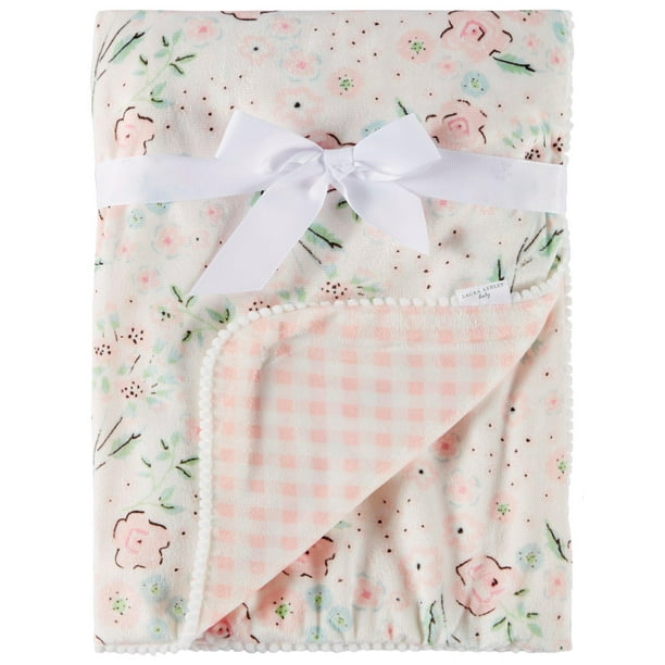 Laura Ashley Baby Girls Floral Print Baby Blanket One Size White/pink