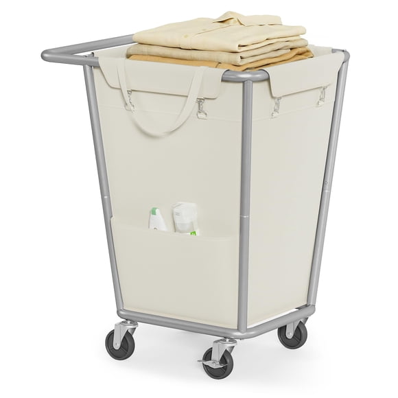 Cesto de Ropa SONGMICS con Ruedas 130L Bolsa Cremoso Blanco