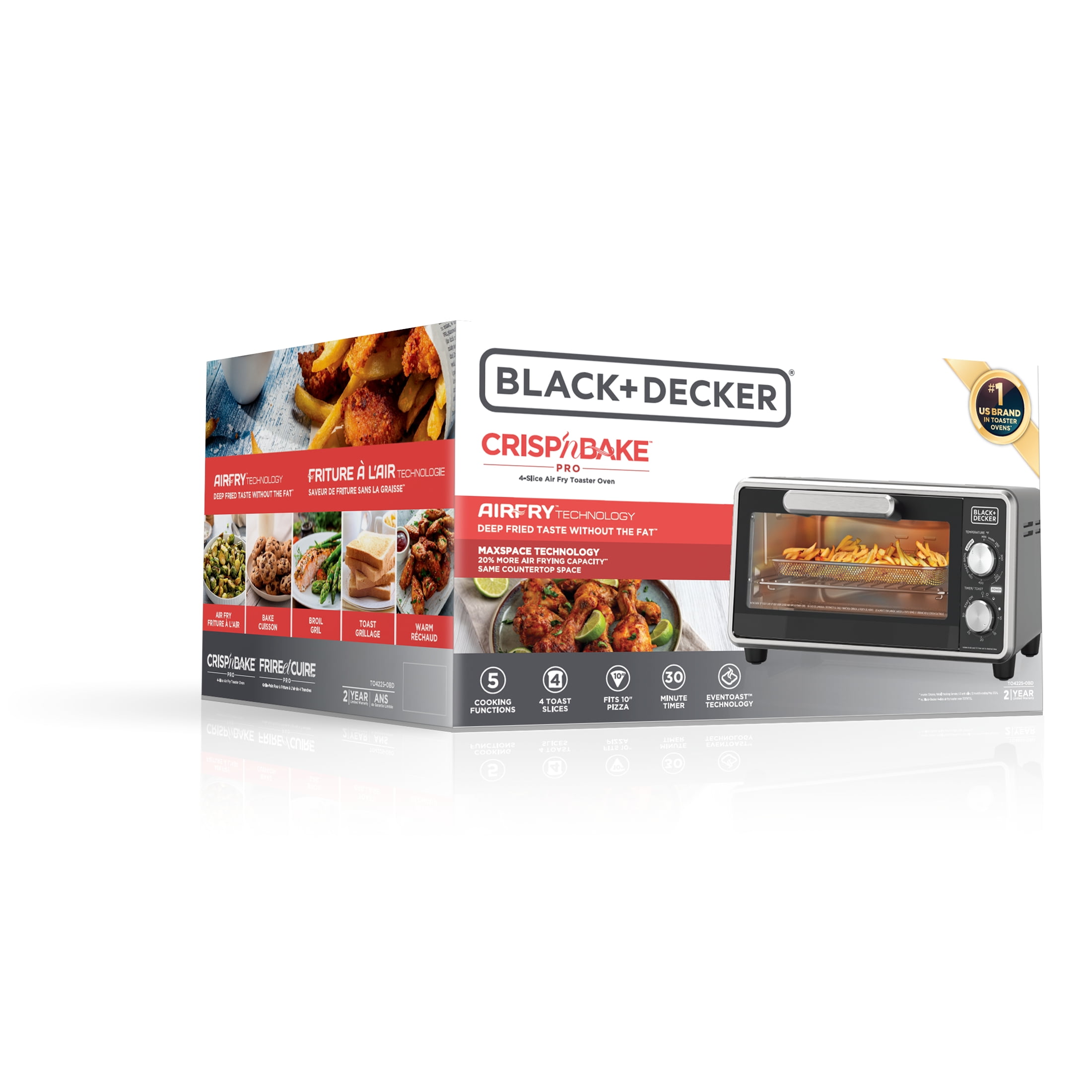 Black+Decker Crisp ‘N Bake PRO Stainless Steel 4-Slice Air Fryer Toaster Oven
