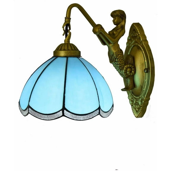 Artistic Style Wall Sconce Vintage Stained Glass Wall Lamp Antique 1 Lights Decorative Wall Lighting Fixture for Hallway Beside Living Room Bedroom, 8 Inch Wide and 10 inch Tall,4