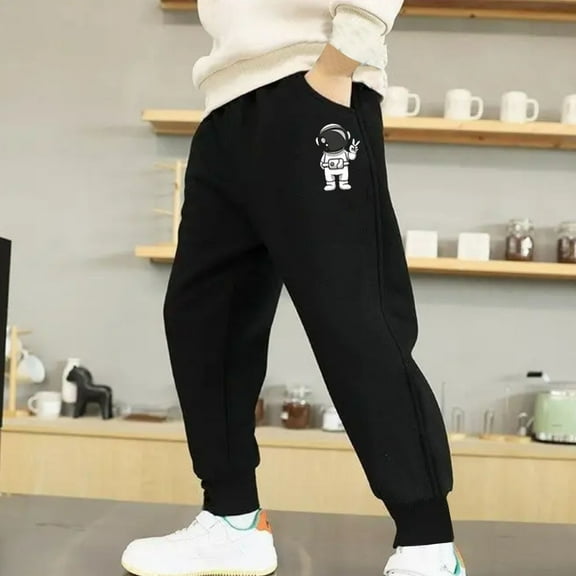 Fatuov Kids' Outdoor Pants Elastic Waisted Cute Printed Fall Pants for Boys Trendy Long Pants